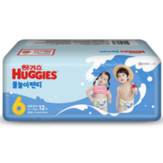 하기스 물놀이 팬티 기저귀 남여공용, 12매, 점보형(2XL)