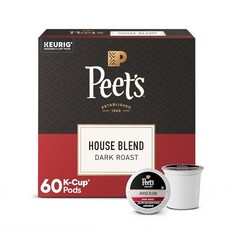 Peet's Coffee 블렌드 KCup 캡슐 큐리그 커피 메이커용 다크 로스트 포드 메이저 디카슨 60개입6팩. 160290, House Blend, 60 Count (Pack of 1), 1
