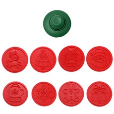 聖誕節磁吸印章曲奇模具, 綠色紅色, 1個