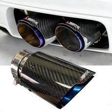 배기음튜닝 머플러 범용 카 글로시 카본 파이버 팁 배기 시스템 파이프 노즐 스트레이트 스테인리스 블루, [02] 57MM IN 76MM OUT