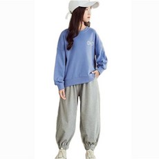 셀럽당 중학생용 스포츠 상하복 세트 중학생 루즈핏 맨투맨 캐주얼 세트