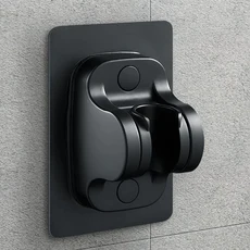 자체 접착 샤워 거치대 석션 컵 360 ° 조절 도금 레일 헤드 욕실 벽 마운트 브래킷, 03 Black-b