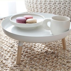 에이치앤비 원형 테이블 선반 미니 다용도 진열대 다과상 32cm, 1인용, 화이트