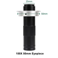 YIZHAN 0.5X 현미경 보조 렌즈 25mm Barlow 대물 C 마운트 줌 설치 직경 도구, 04 150X 50mm Lens