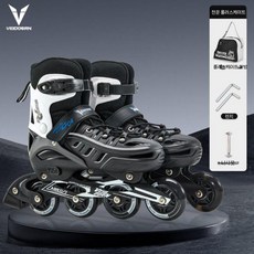 VEDN 인라인 스케이트 초보자용 입문자용 중대형 남녀공용 롤러 스케이팅, 1개, 다크 블랙 베이직+선물