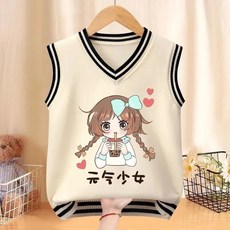 新款可愛童裝 女童馬甲 女童毛衣馬甲秋季新款洋氣中大童女孩春秋外穿無袖背心針織衫潮流