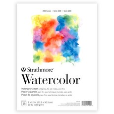 Strathmore 200 시리즈 수채화 종이 패드 22.9 x 30.5cm(9 12인치) 15장