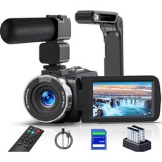 영화 촬영 장비 방송용 카메라 8K 64MP 캠코더 비디오 18X 디지털 줌 유튜브 블로깅, 영화 촬영 장비 방송용 카메라 8K 64MP 캠코더 비