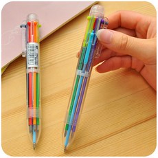 韓系透明六色圓珠筆 文具用品 辦公文具, 1個, 韓系多色圓珠筆, 六色
