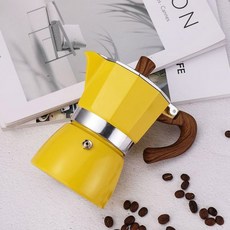 튼튼한 알루미늄 커피 메이커 실용적인 모카 포트 50 ml 100 150 300 450 600ml, Yellow 300ml, 1개
