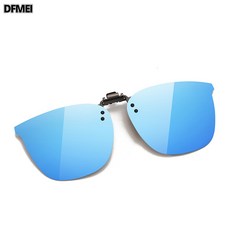 DFMEI 時尚夾片偏光太陽鏡開車可上翻墨鏡釣魚開車超輕眼鏡夾片, 1個, 偏光冰藍