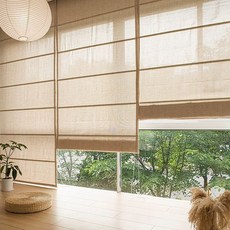 일본로만쉐이드린넨커튼 암막 포인트 블라인드 커텐