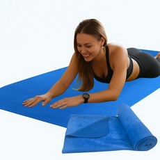 논슬립 요가매트 타올 휴대용 미끄럼방지 필라테스 매트, 1개, 블루