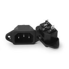 品字電源插座 10A/250VAC, 1個, 【銅鍍錫插片】10A品字插座