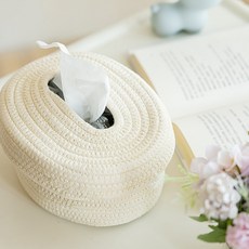 棉質衛生紙套 衛生紙盒編織套抽紙套北歐收納袋民宿編織抽紙收納袋 衛生紙裝飾盒紙巾盒衛生紙, 白色