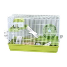 Yeego 60悅色倉鼠籠 寵物鼠籠 附跑輪 飲水器 平台 樓梯 躲避屋 寬敞舒適 通風透氣, 綠色, 1個