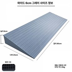 무취 고무 문턱 경사로 휠체어 계단 슬로프 진입판 넓은 바퀴, 80x25x6cm 그레이, 1개
