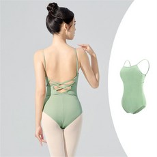 성인 발레복 상의 베이직 발레 무용 댄스 스포츠 언더웨어 속옷 캡내장 노메이커 레오타드형, 녹색