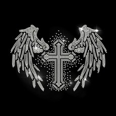 1개 유리 핫픽스 라인스톤 다리미 부착형 아플리케 의상 액세서리 (옷 가방 바지용 십자가 모양 297x210mm), 혼합색