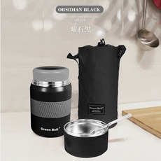 GREEN BELL綠貝 316不鏽鋼陶瓷悶燒罐 保溫罐、悶燒罐 陶瓷內膽 WUZ屋子, 黑色, 1個, 1L