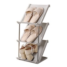 KOUJI 叩吉好物 奶油白組合鞋架，多層收納、簡約風格、穩固耐用，打造整潔居家空間, 1個, 鞋架三層白灰