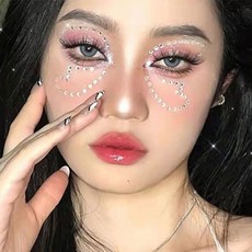 스토어-이유 페이스파츠 얼굴 큐빅 쥬얼 스티커 6 종 대용량 공연, 화이트