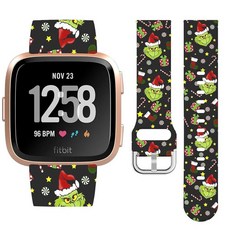 Watbro Fitbit Versa/Lite/Fitbit Versa 2 밴드와 호환되는 크리스마스 홀리데이 시계 밴드 여성용 남성용 부드러운 실리콘 스트랩 교체 액세서리, 크리스마스 1