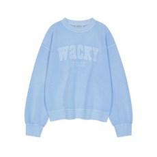 와키윌리 WACKY WILLY 우먼스 세미오버핏 피그먼트 맨투맨 스카이블루 174640