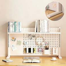 SeekFun 다용도 타공판 책상 데스크 정리용 선반 수납 정리대 스텐드형 높이 조절 가능 자석 후크 증정 600mm 800mm 1000mm, 2단, 화이트