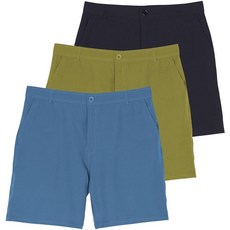 Real Essentials 3팩: 주머니가 있는 남성용 17.8cm(7인치) 골프 반바지 - 캐주얼 운동 액티브 하이킹 운동 체육관 6개 세트. L