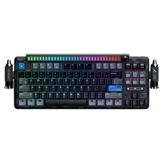 KEYSME 루나01 스페이스쉽 커스텀 기계식 무선 키보드, 나이트 넘버 블랙, 코멧 축, 제조사축