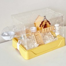 미니펫하우스 햄스터 집 썸머 케이지 아크릴 세트 키우기 투명, 1개, 옐로우