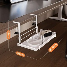 책상 케이블 관리 와이어 트레이 데스크 펀칭이 가능한 정리함 없는 탄소강, 1개, White large