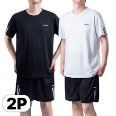 레오렉스 1+1 남성 러닝 기능성 쿨 매쉬 반팔 트레이닝복 세트
