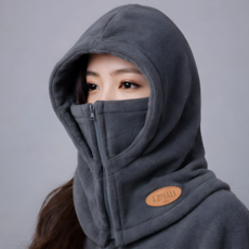 아즈몰 바라클라바 남녀공용 3in1 방한 넥워머 모자 등산 오토바이 지퍼형, 그레이, 1개