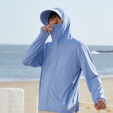 DFMEI 防曬衣夏季防紫外線皮膚衣男可脫卸帽檐釣魚防曬UPF50+, XL