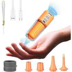 2000mAh 배터리 및 캠핑 라이트 4.5kPa 압력 430Lmin 초고속 미니 전기 에어 펌프 매트리스 풀 플로트 진공 보관 가방용 팽창 공기, ORANGE