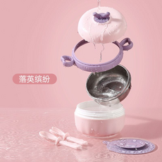EMXEE 兒童餐具套裝，附蓋便攜，可愛造型, 落英繽紛（四件套）, 1個