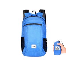 초경량 접이식 휴대용 방수 포켓 백팩, 블루