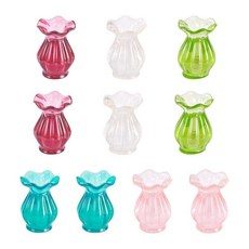 해외 Magibeads 레진 미니 꽃병 식물 화분 미니어처 인형의 집 액세서리 가구 장식품 데스크탑 식기 소품 장식 공예품 성인용 그린 핑크 10개 미국매장정품+ 1725387, Vase.