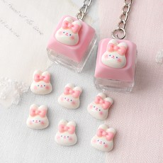 비즈아이 [6424-21]아크릴 키캡파츠 탑꾸재료 리본토끼 11x12.8mm 1개