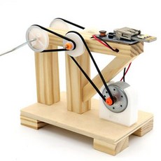 臺灣熱銷 博燃科敎木質益智科敎玩具diy小製作材料包兒童手工模型科學玩具, 手搖發電機材料包, 1個