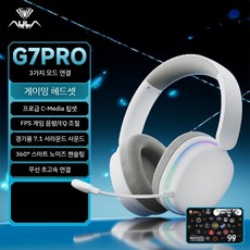 독거미 게이밍 노이즈캔슬링 블루투스 이어폰 헤드셋 롤 게임 헤드폰 마이크 노이즈 오버이어, G7Pro 실버 화이트