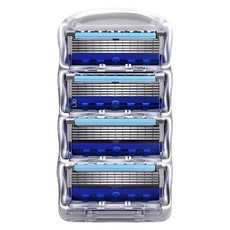 五層刀片刮鬍刀 配件 刀片 藍黑, 1套, 4個裝