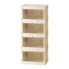 도파밍 스택업 서랍장 다용도 수납함 접이식 리빙박스, 4단, 베이지