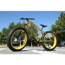 광폭타이어 팻자전거 바퀴큰 경량 타이어 펫자전거, 26inch, 7단, 골든옐로우 26인치