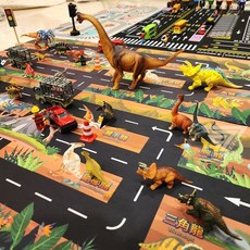 恐龍樂園車車墊含車套組 台灣製1:64 滑鼠墊 模型車地墊 遊戲墊 玩具車墊 恐龍遊戲墊 場景情境 暴龍