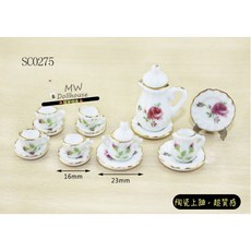 隨草憶境 迷你陶瓷茶具組 可開蓋 陶瓷上釉 微縮模型 食玩, 1個, 一組入（全套）
