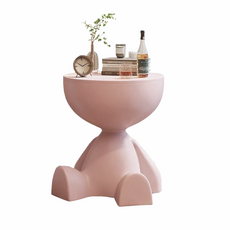혼반홈 귀여운 인형모양 수납 사이드 미니 테이블 인테리어 원형 수납 협탁 34*37*41CM, 1개, 핑크