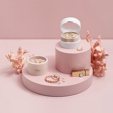 씨앤초이스 2단 마카롱 주얼리 보관함 악세사리 보석함 화장대 정리 휴대용 케이스 반지 목걸이 귀걸이, 핑크, 1개